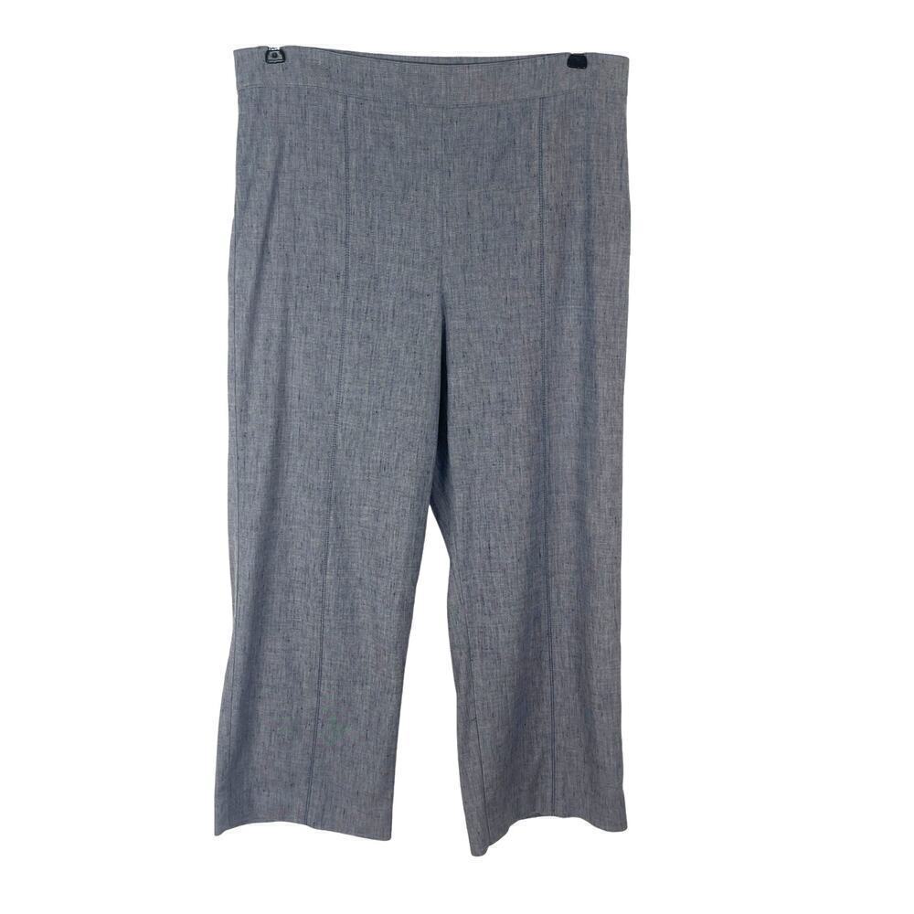 Ann Taylor Blue Linen Blend Crop Length Trouser Pants Side Zipper Women's 10